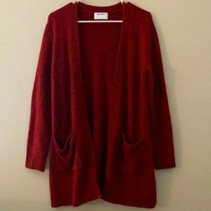 Fuzzy knit cardigan with pockets